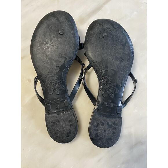Valentino Womens Black Jelly Rockstud Bow Flip Flop Sandals sz 38 us 7.5 - Picture 5 of 6